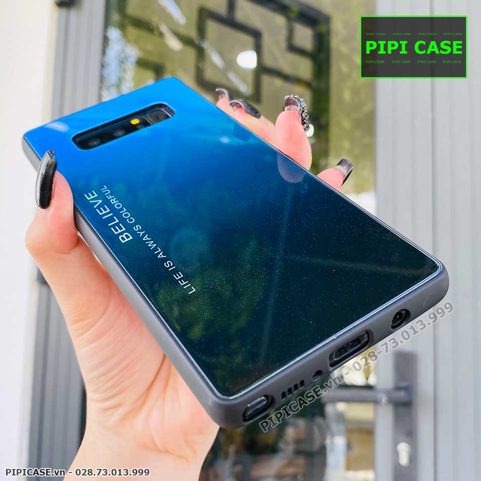 Ốp Lưng Samsung Note 8 - Glass Two Color - Xanh Đen