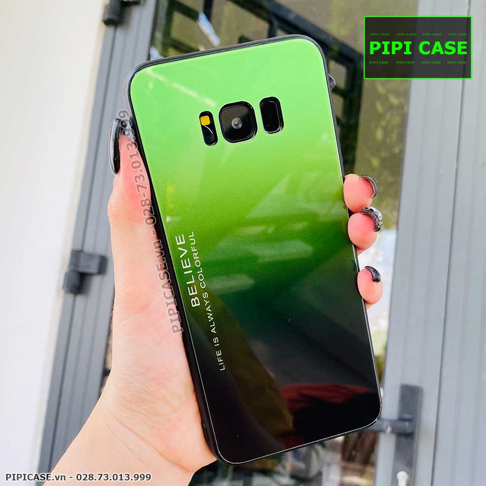 Ốp Lưng Samsung S8 Plus - Glass Two Color - Xanh Lá