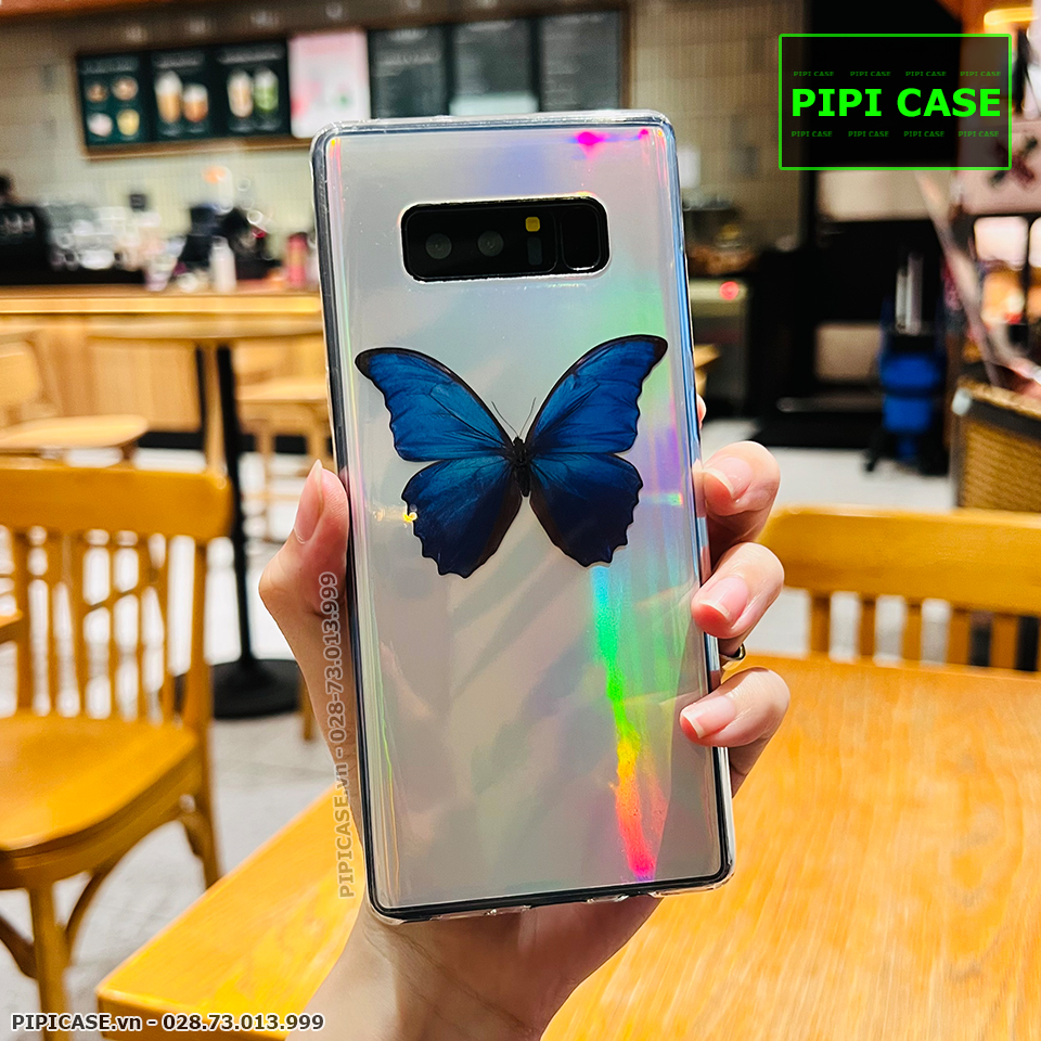 Ốp Lưng Samsung Note 8 - Butterfly - Xanh Dương