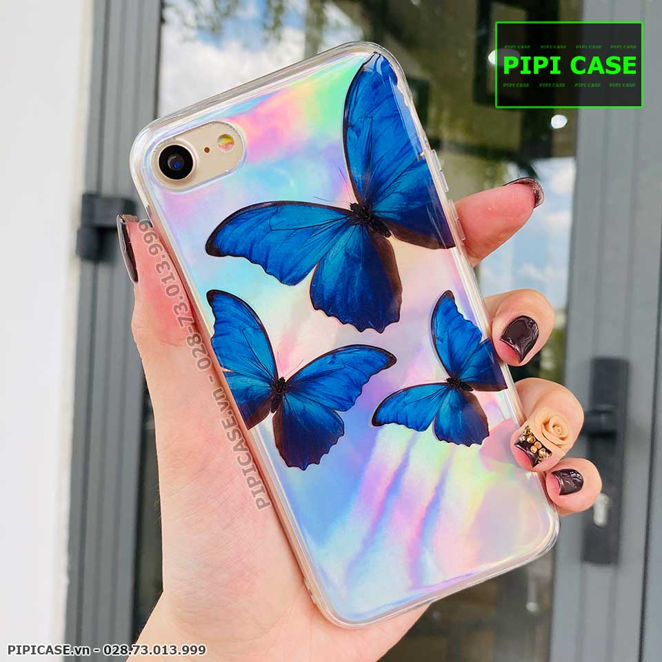 Ốp Lưng iPhone 8 - Butterfly 3 - Xanh Dương