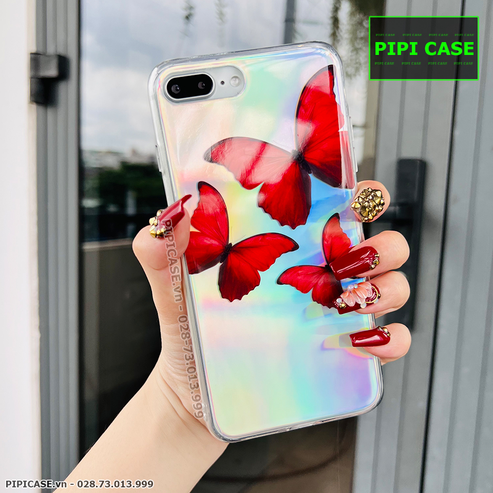 Ốp Lưng iPhone 8 Plus - Butterfly 3 - Đỏ