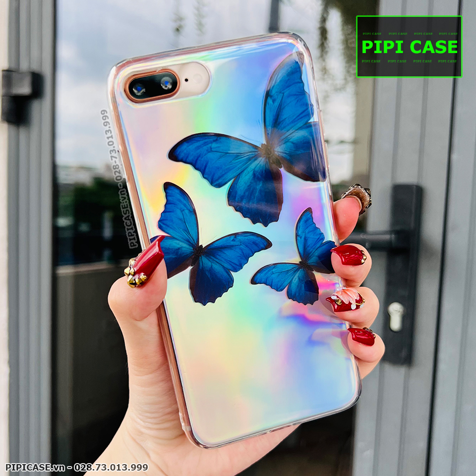 Ốp Lưng iPhone 8 Plus - Butterfly 3 - Xanh Dương