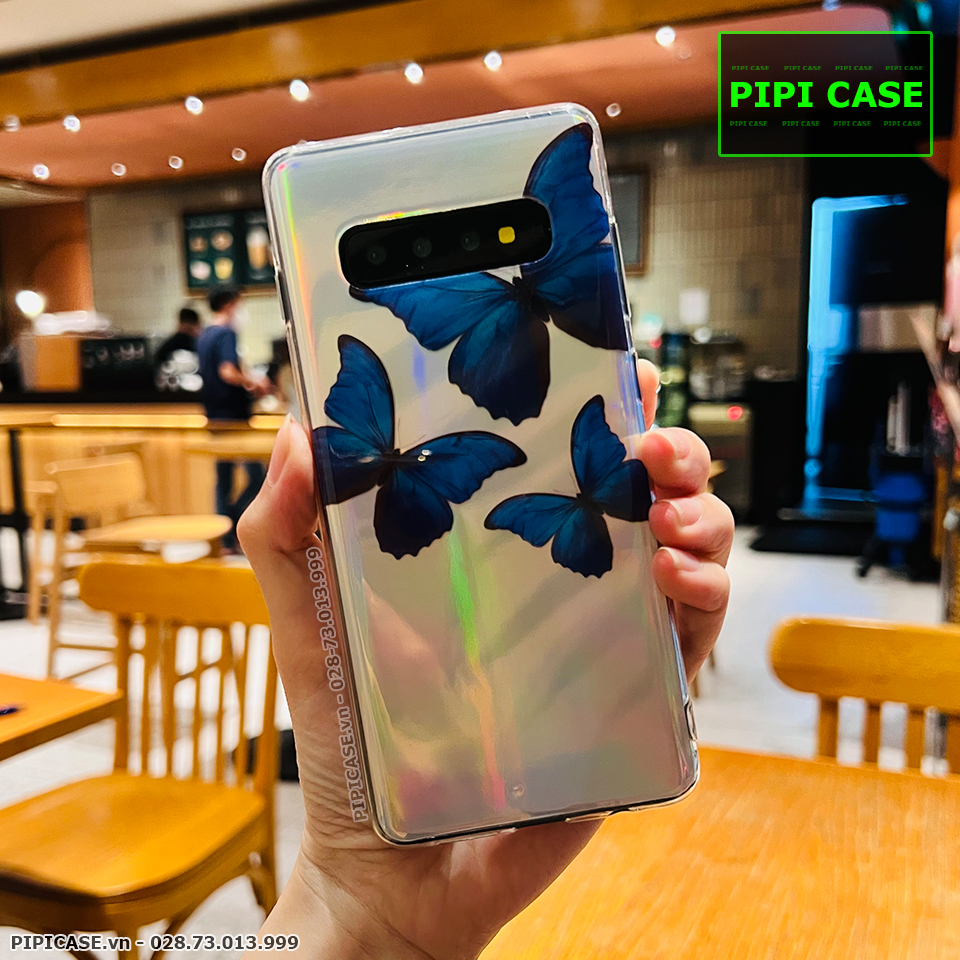 Ốp Lưng Samsung S10 Plus - Butterfly 3 - Xanh Dương