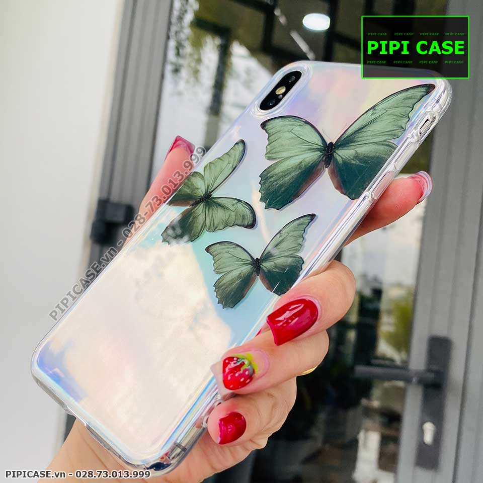 Ốp Lưng iPhone XS Max - Butterfly 3 - Xanh Lá