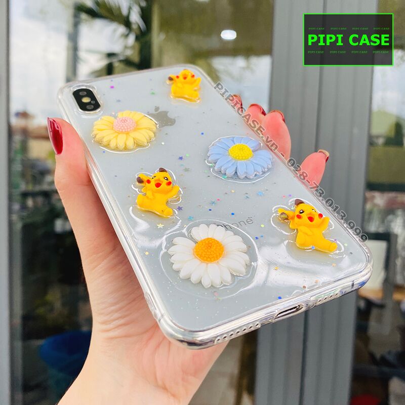 Ốp Lưng iPhone X / XS - Họa Tiết Nổi - Pichu