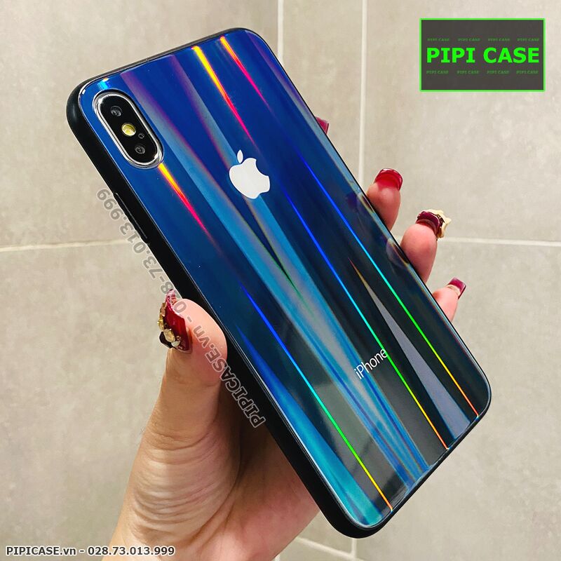 Ốp Lưng iPhone XS Max - Kính Cầu Vồng - Xanh Đen
