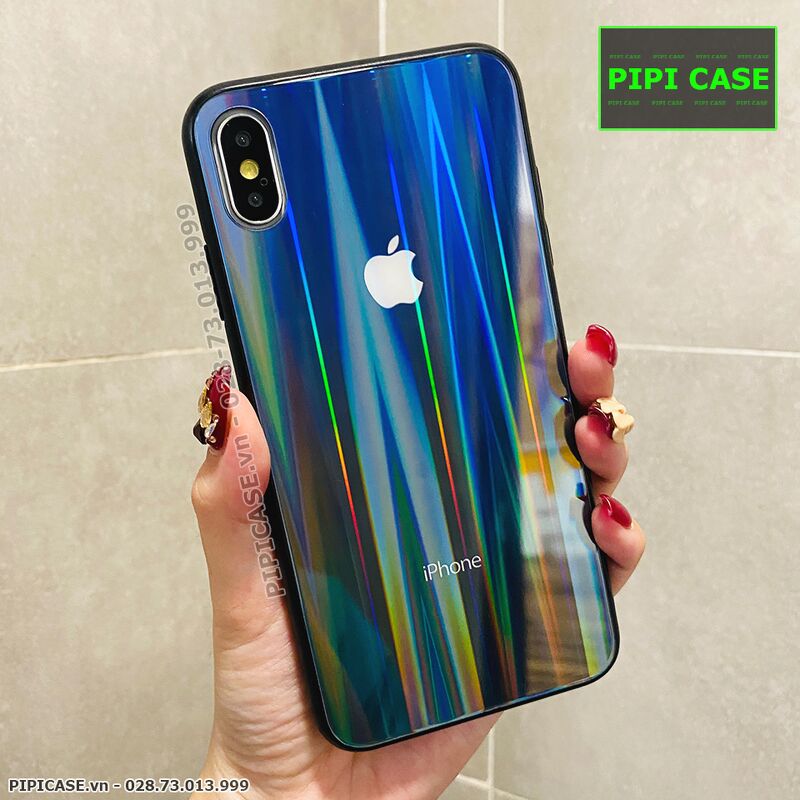 Ốp Lưng iPhone XS Max - Kính Cầu Vồng - Xanh Đen