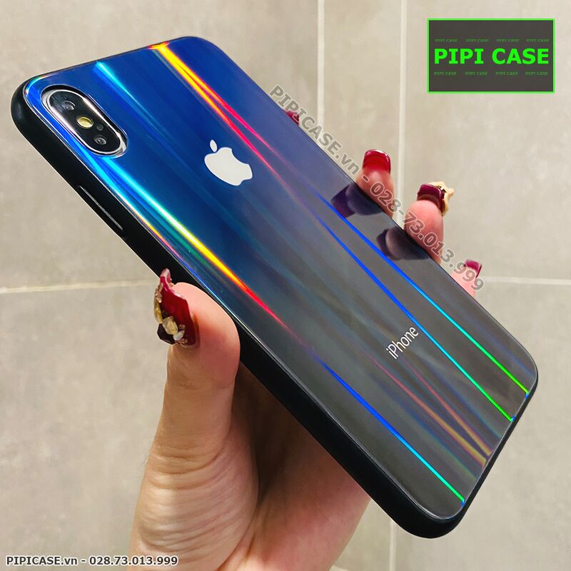 Ốp Lưng iPhone XS Max - Kính Cầu Vồng - Xanh Đen