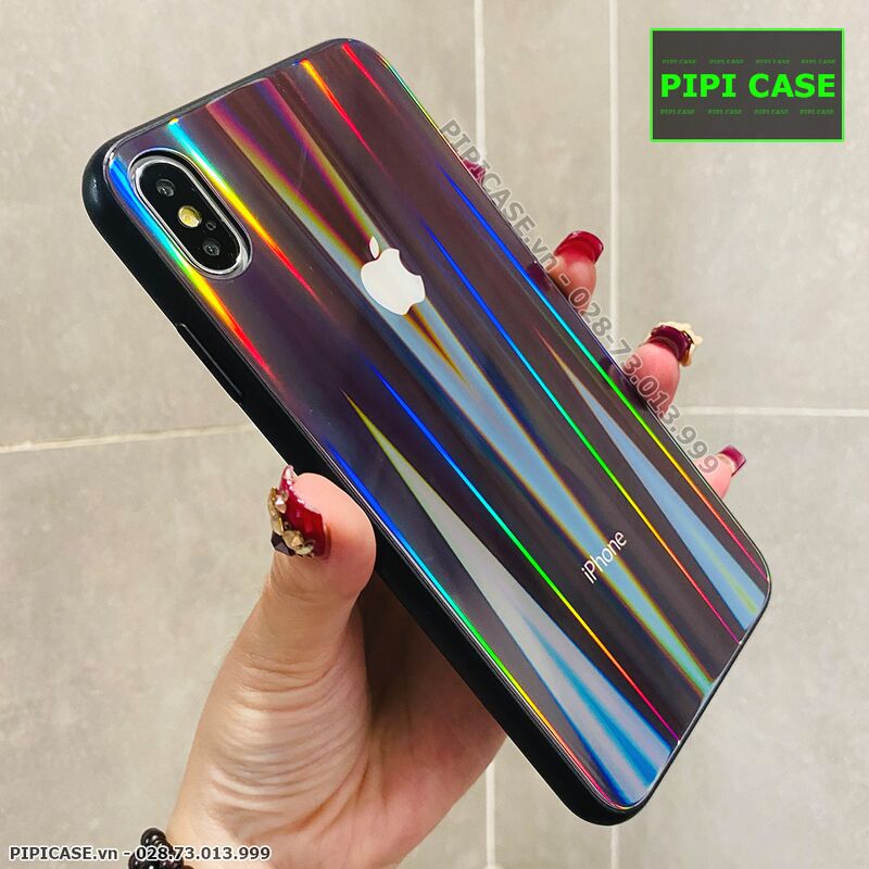 Ốp Lưng iPhone XS Max - Kính Cầu Vồng - Đen
