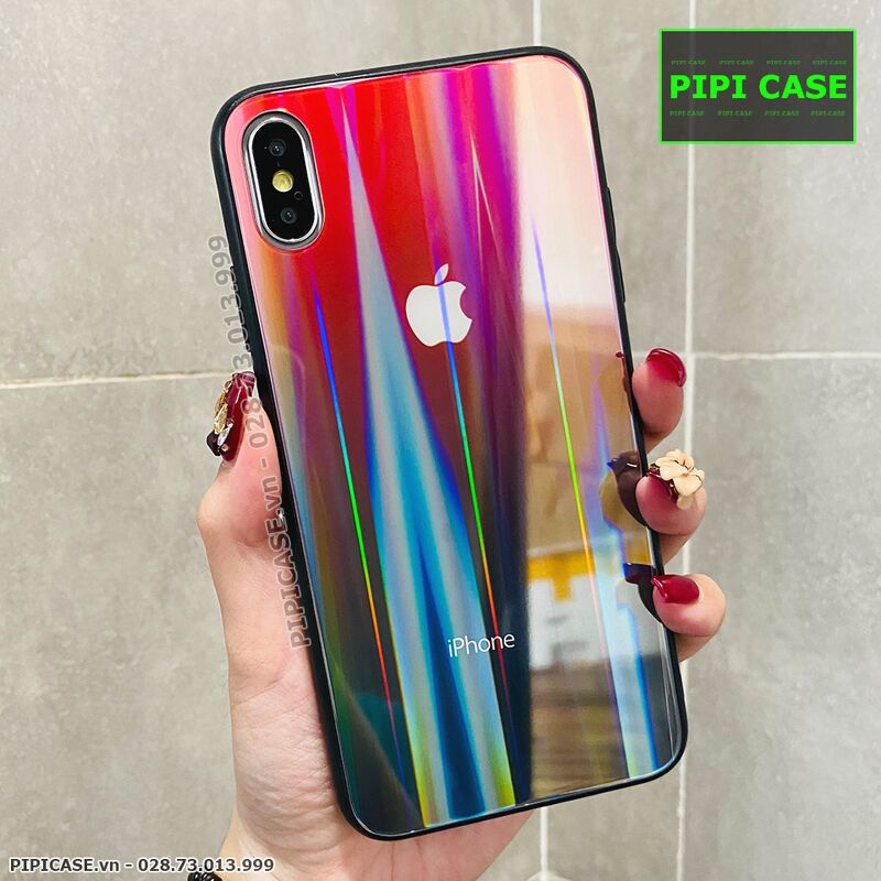 Ốp Lưng iPhone X / XS - Kính Cầu Vồng - Đỏ