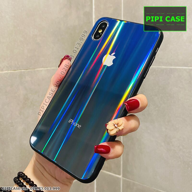 Ốp Lưng iPhone XS Max - Kính Cầu Vồng - Xanh Đen