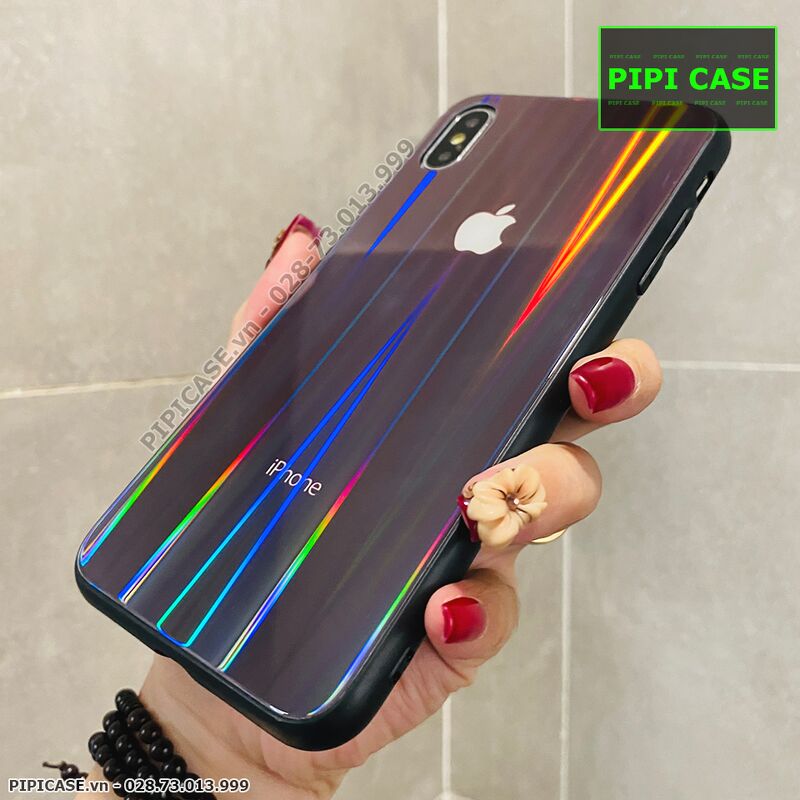Ốp Lưng iPhone XS Max - Kính Cầu Vồng - Đen
