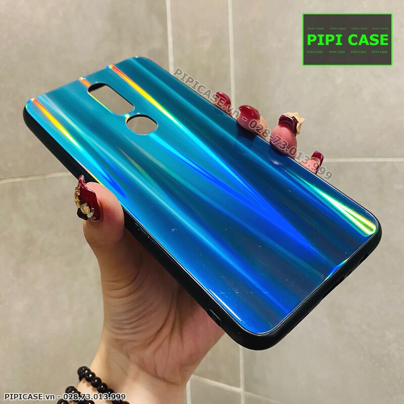 Ốp Lưng Oppo F11 Pro - Kính Cầu Vồng - Xanh Ngọc