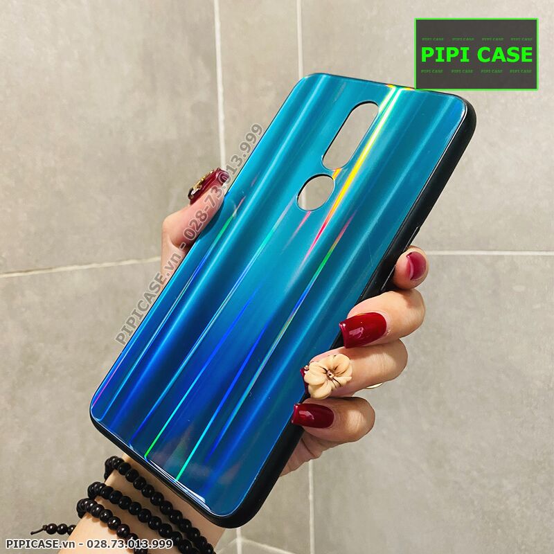 Ốp Lưng Oppo F11 Pro - Kính Cầu Vồng - Xanh Ngọc