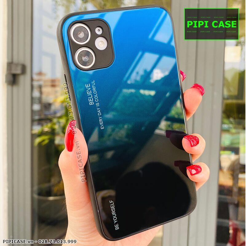 Ốp Lưng iPhone 11 - Glass Two Color - Xanh Đen