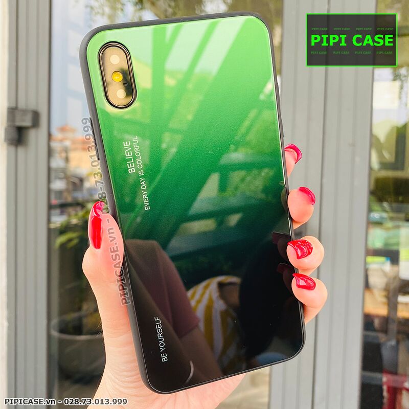 Ốp Lưng iPhone XS Max - Glass Two Color - Xanh Lá