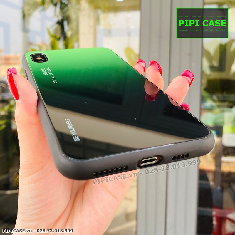 Ốp Lưng iPhone XS Max - Glass Two Color - Xanh Lá