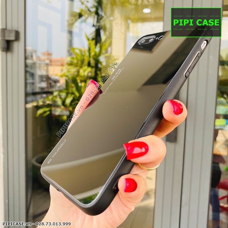Ốp Lưng iPhone 8 Plus - Glass Two Color - Đen
