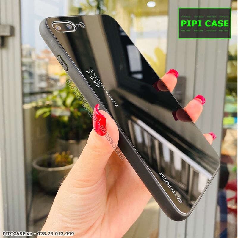 Ốp Lưng iPhone 8 Plus - Glass Two Color - Đen