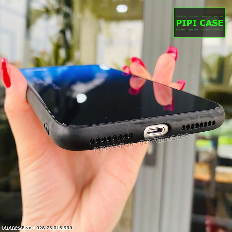 Ốp Lưng iPhone 8 Plus - Glass Two Color - Xanh Đen