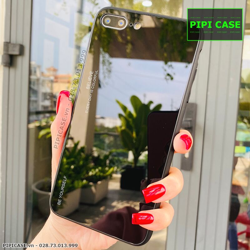 Ốp Lưng iPhone 8 Plus - Glass Two Color - Đen
