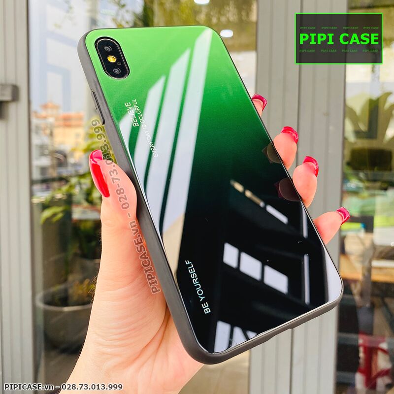 Ốp Lưng iPhone XS Max - Glass Two Color - Xanh Lá