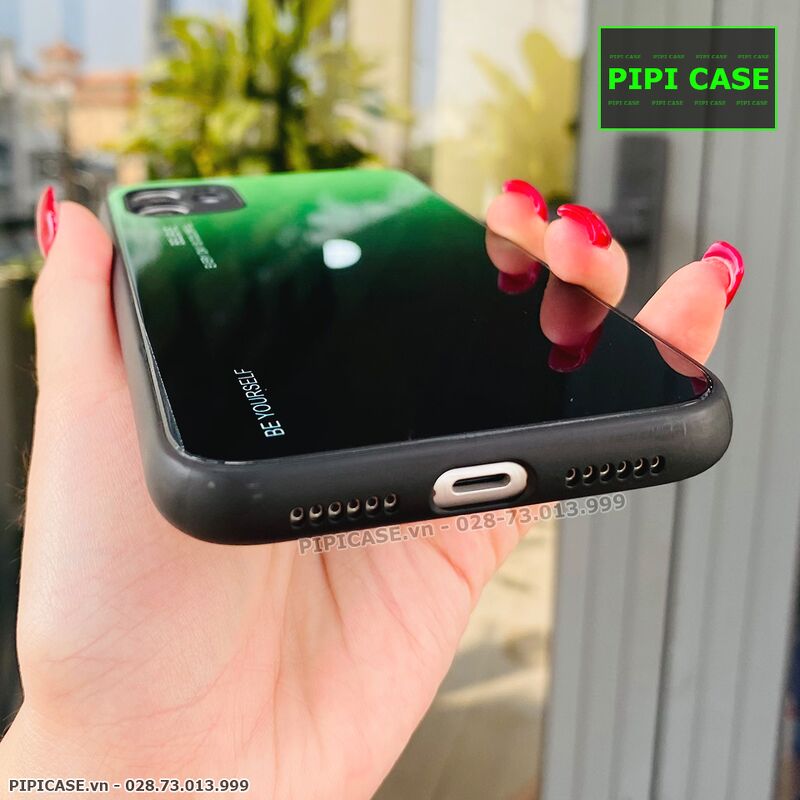 Ốp Lưng iPhone 11 - Glass Two Color - Xanh Lá