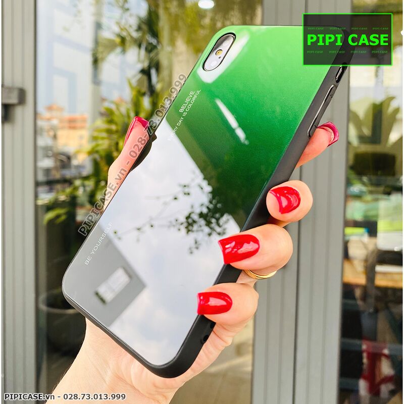 Ốp Lưng iPhone XS Max - Glass Two Color - Xanh Lá