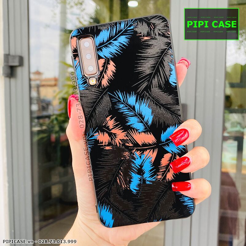 Ốp Lưng Samsung A7 2018 - Feathers - Xanh Dương