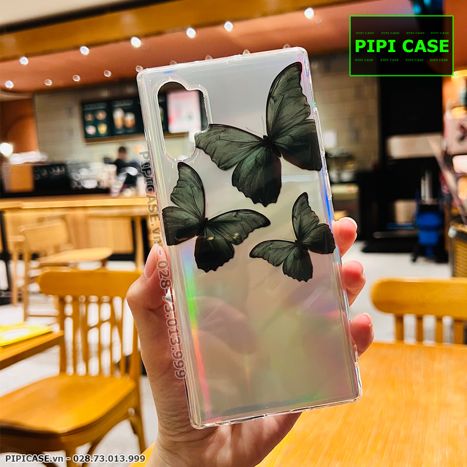 Ốp Lưng Samsung Note 10 Plus - Butterfly 3 - Xanh Lá