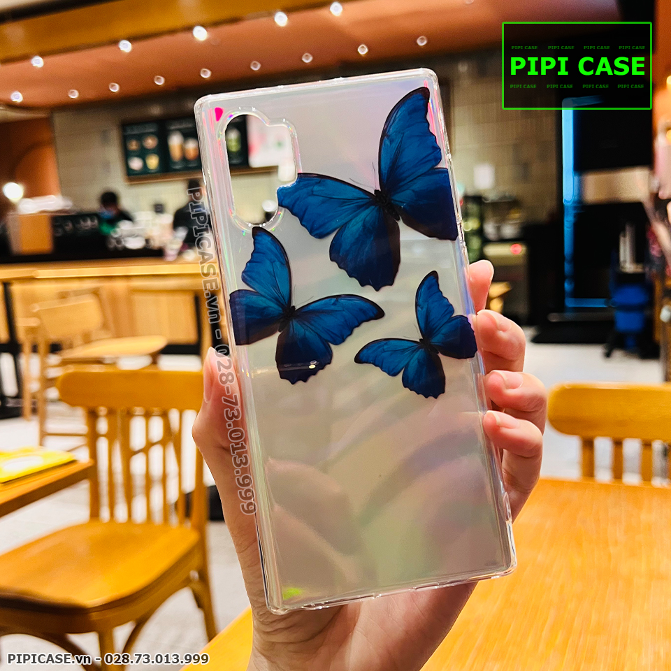 Ốp Lưng Samsung Note 10 Plus - Butterfly 3 - Xanh Dương