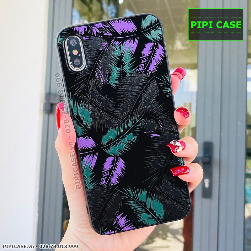 Ốp Lưng iPhone X / XS - Feathers -Tím