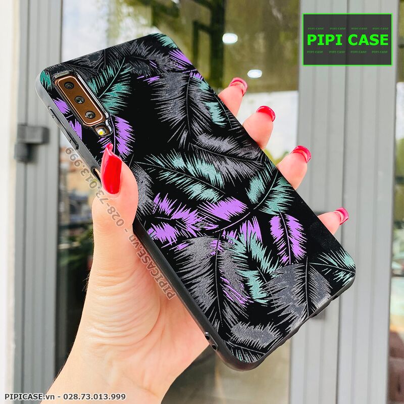 Ốp Lưng Samsung A7 2018 - Feathers - Tím