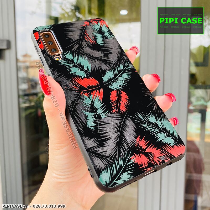 Ốp Lưng Samsung A7 2018 - Feathers - Đỏ