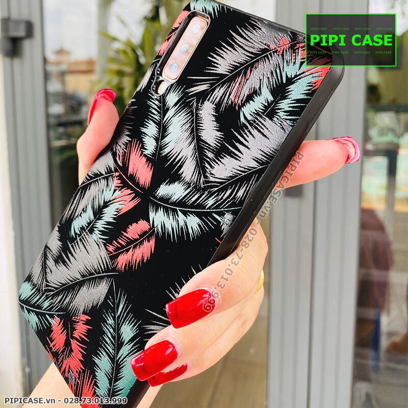 Ốp Lưng Samsung A7 2018 - Feathers - Đỏ