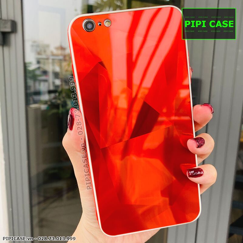 Ốp Lưng iPhone 6 Plus / 6S Plus - Kim Cương 6D - Đỏ Viền Trắng