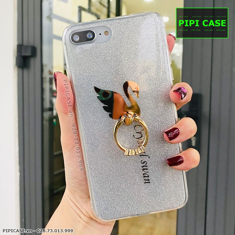 Ốp Lưng iPhone 8 Plus - iRing Thiên Nga - Trắng