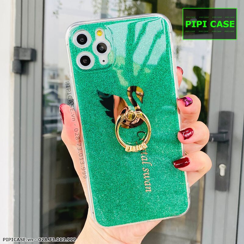 Ốp Lưng iPhone 11 Pro Max - iRing Thiên Nga - Xanh Lá