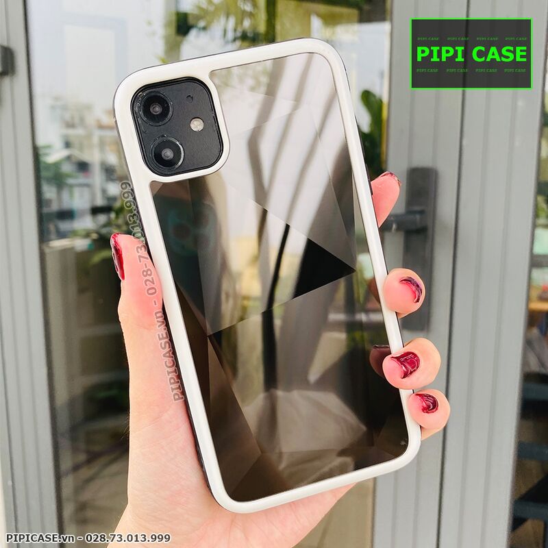 Ốp Lưng iPhone 11 - Kim Cương 6D - Đen Viền Trắng