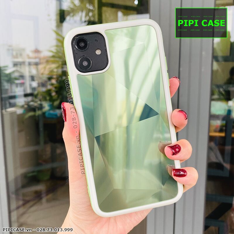 Ốp Lưng iPhone 11 - Kim Cương 6D - Xanh Mint