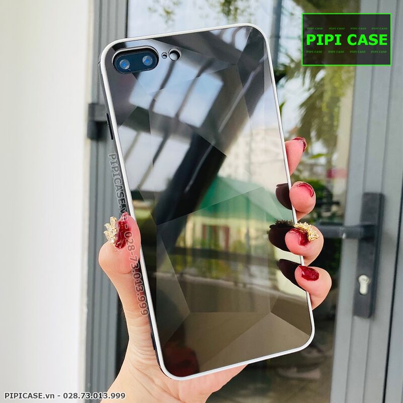 Ốp Lưng iPhone 7 Plus / 8 Plus - Kim Cương 6D - Đen Viền Trắng