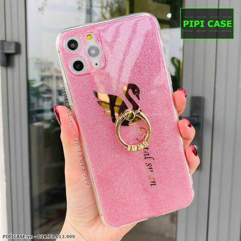 Ốp Lưng iPhone 11 Pro Max - iRing Thiên Nga - Hồng