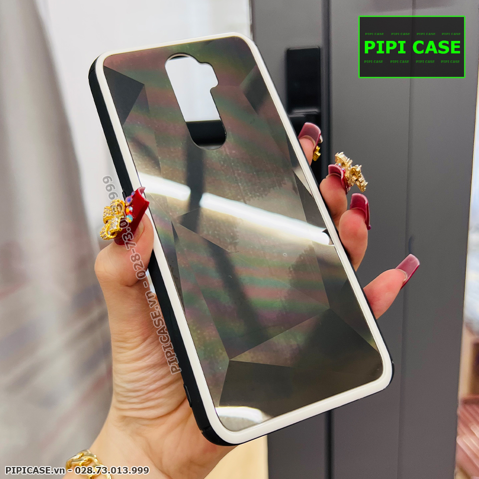 Ốp Lưng Oppo A5 2020 / A9 2020 - Kim Cương 6D  - Đen Viền Trắng