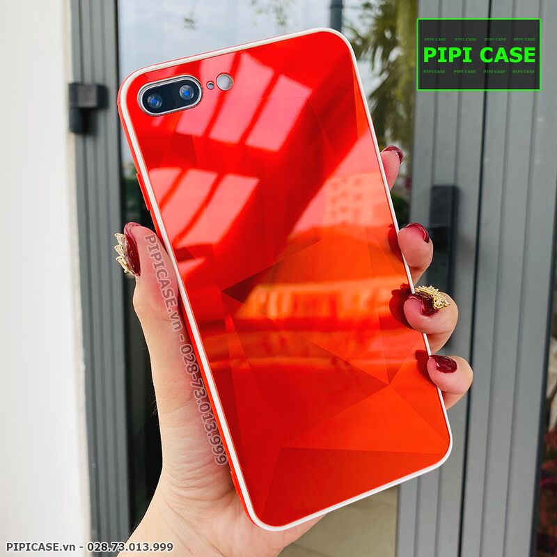 Ốp Lưng iPhone 7 Plus / 8 Plus - Kim Cương 6D - Đỏ Viền Trắng