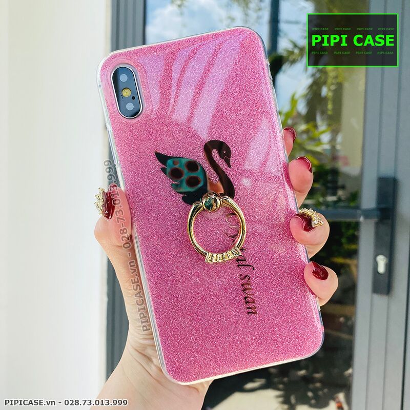Ốp Lưng iPhone X / XS - iRing Thiên Nga - Hồng