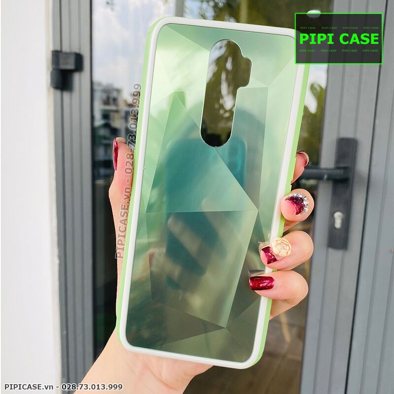 Ốp Lưng Oppo A5 2020 / A9 2020 - Kim Cương 6D - Xanh Viền Trắng