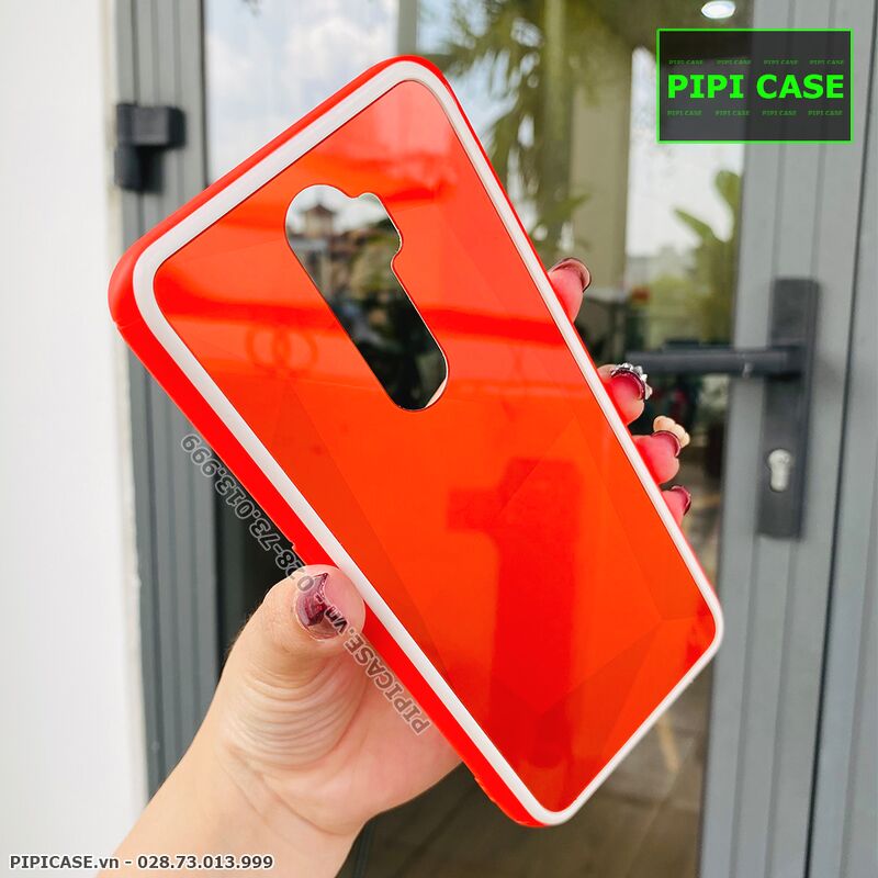 Ốp Lưng Oppo A5 2020 / A9 2020 - Kim Cương 6D - Đỏ Viền Trắng