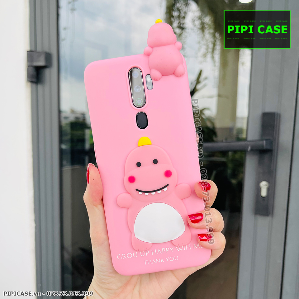 Ốp Lưng Oppo A5 2020 / A9 2020 - Khủng Long - Hồng