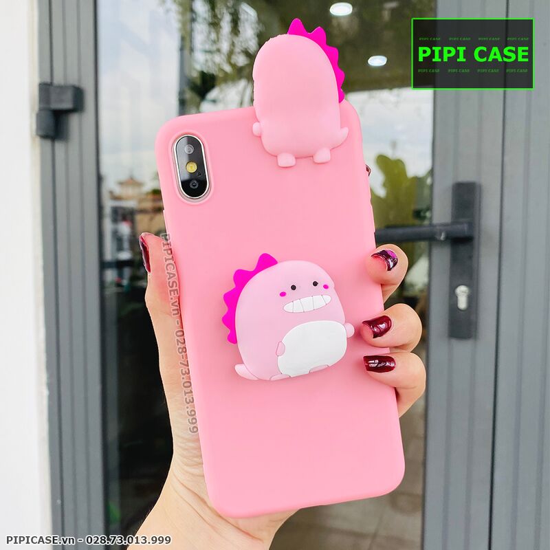 Ốp Lưng iPhone X / XS - Pop Khủng Long - Hồng