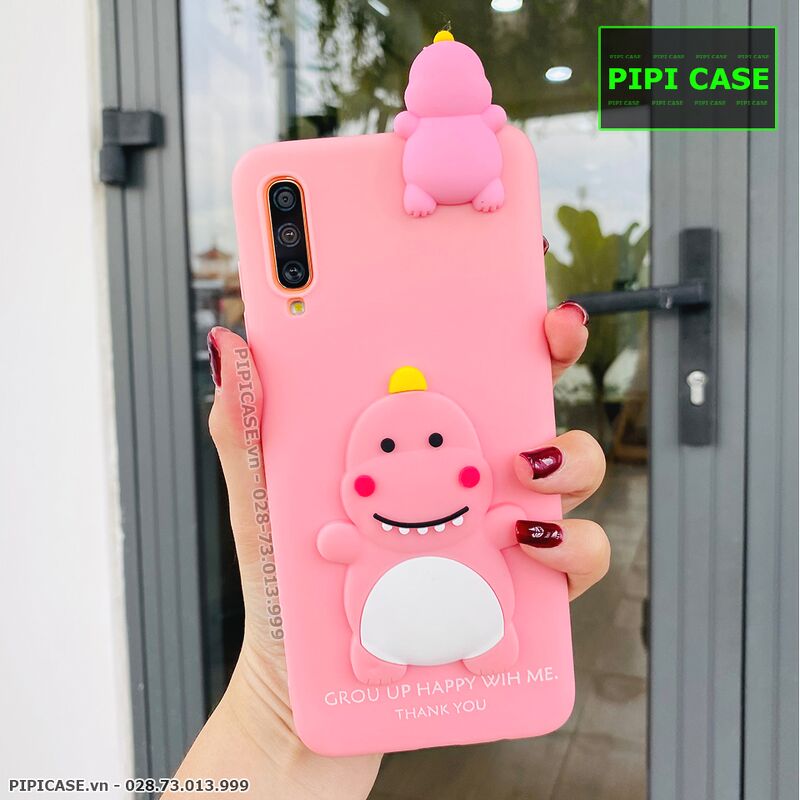 Ốp Lưng Samsung A70 - Khủng Long - Hồng